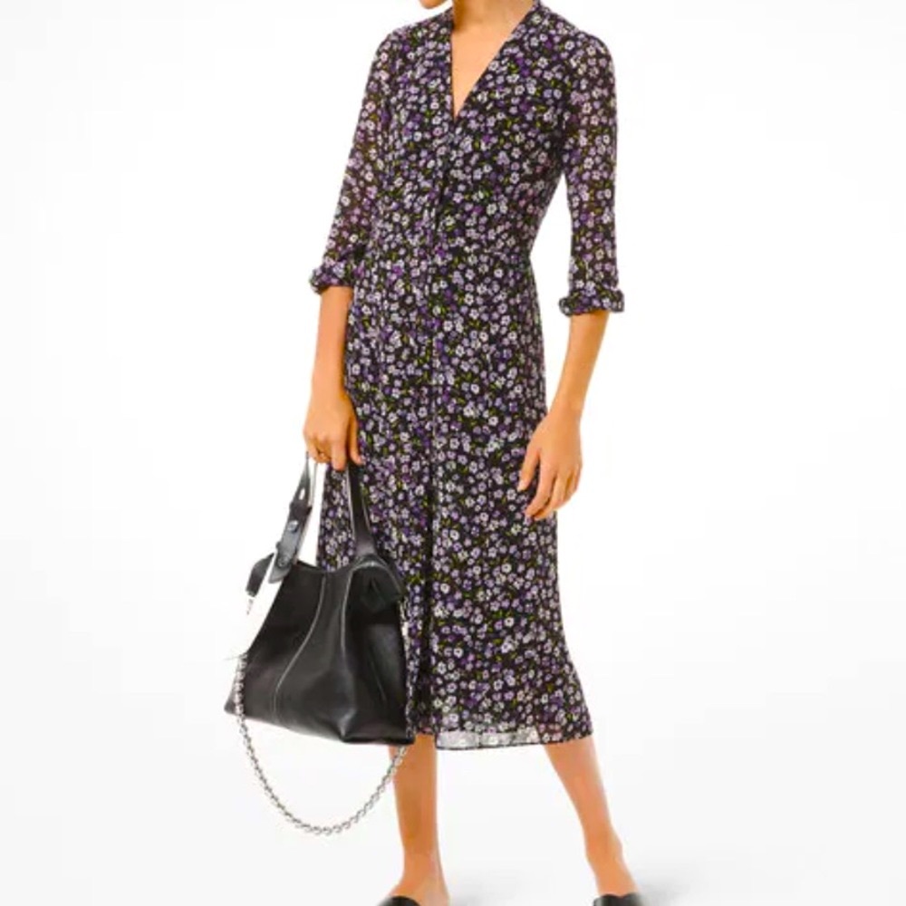 Michael Michael Kors Floral Print A-Line Midi Dress Sz XL